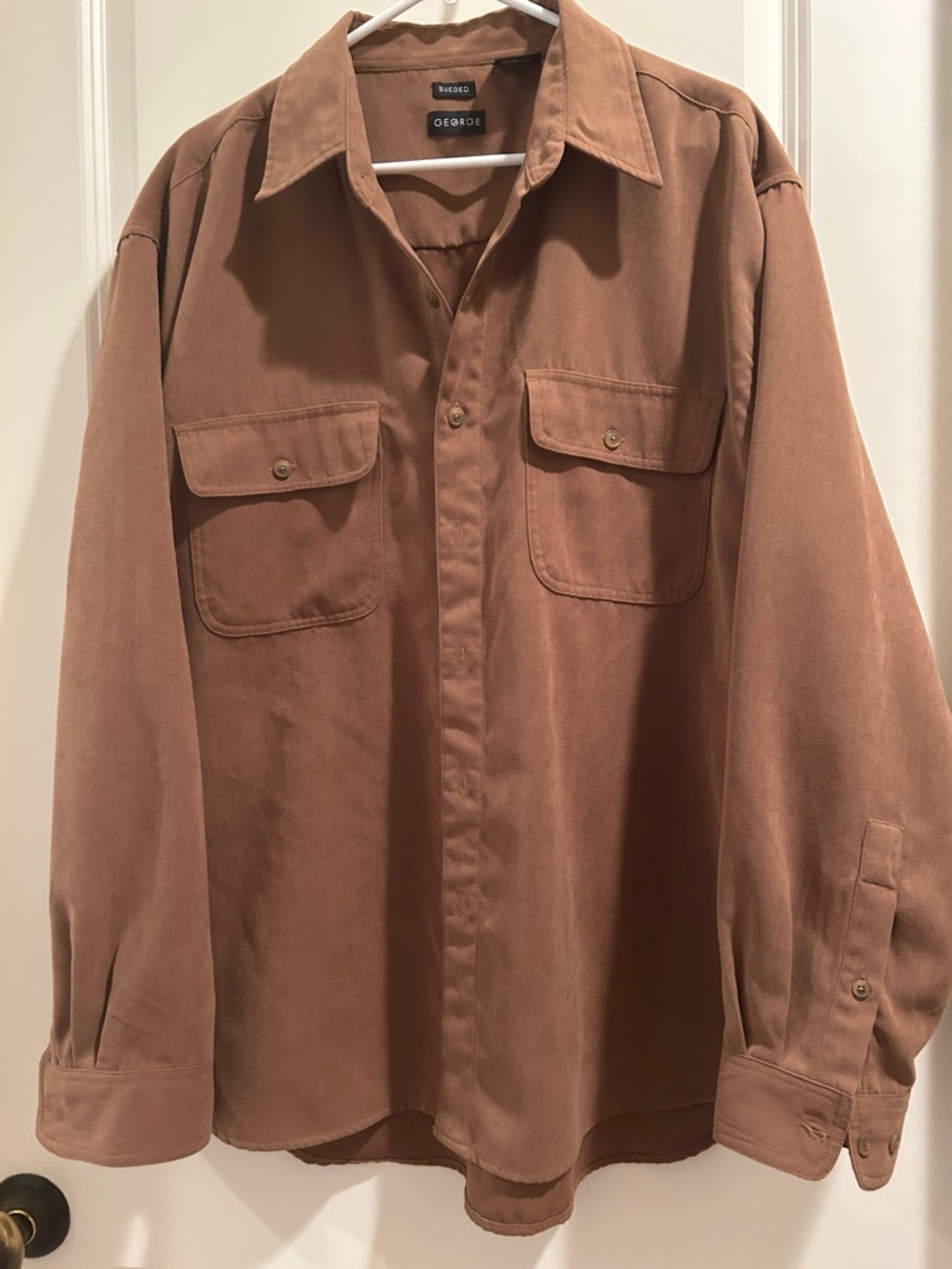 George Sueded Shacket button down front pockets button closure men’s size XL